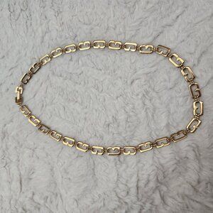 Vintage Givenchy Necklace G Logo Gold Plated Link Designer Signed 16.5 Inch